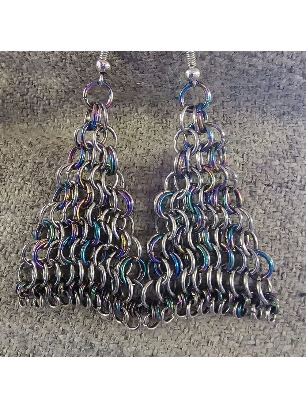 Small Triangle Chainmail Earrings Stainless Steel #E16